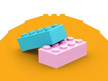 Two LEGO blocks on an orange background