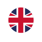 a union Jack flag in a circle surrounded by a headset
