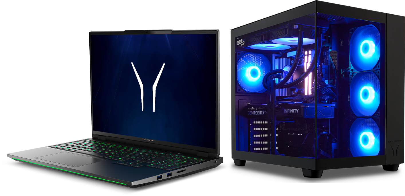 a gaming laptop and a gaming desktop