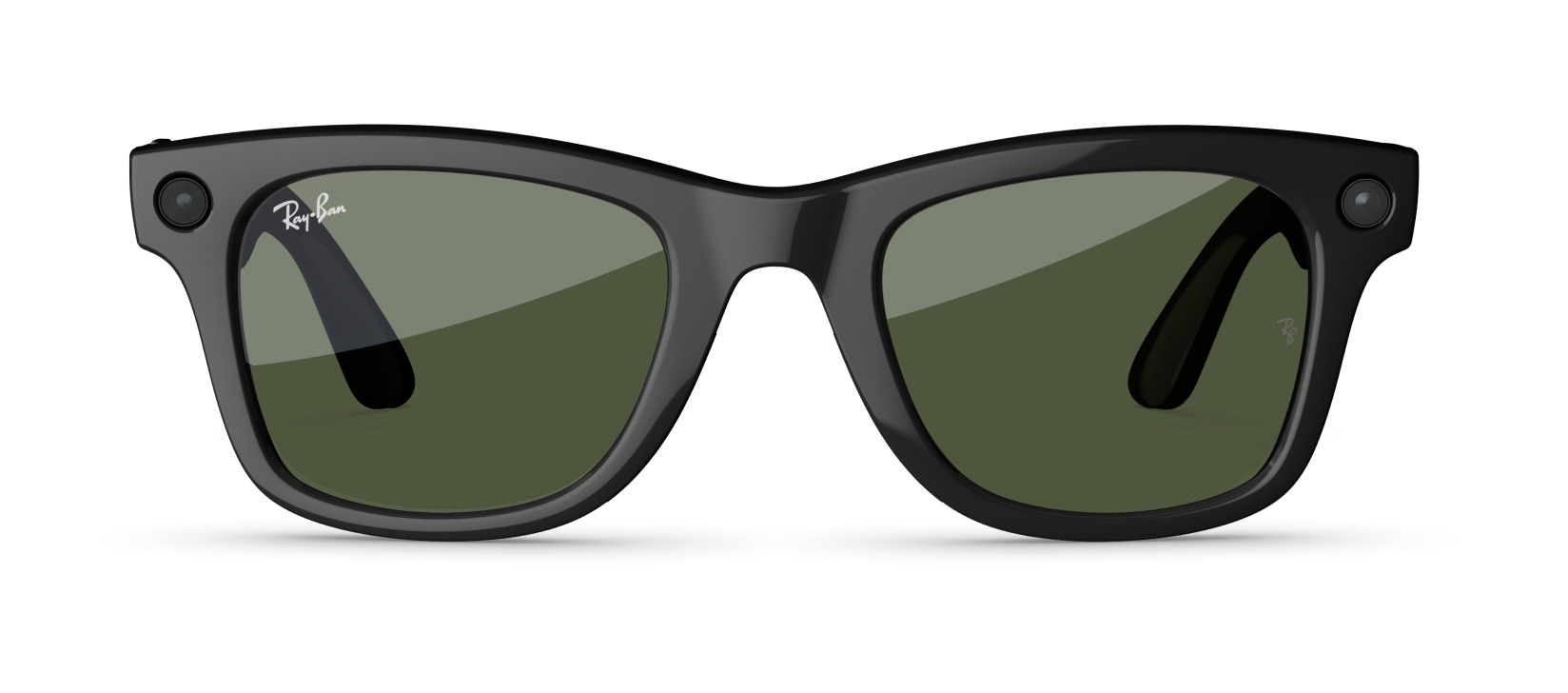 A pair of Meta Ray-Ban Wayfarer AI glasses