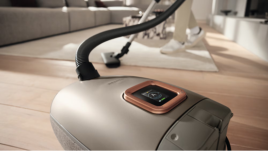 A vacuum cleaner in a living room
