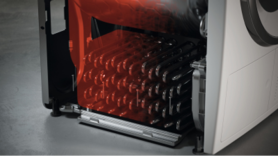 Close up of the inside of a washer dryer