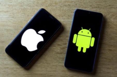 Android robot and apple logo