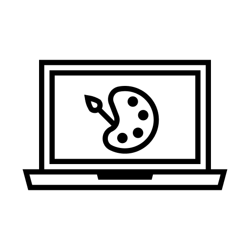 icon of a laptop with a paint palette on the screen