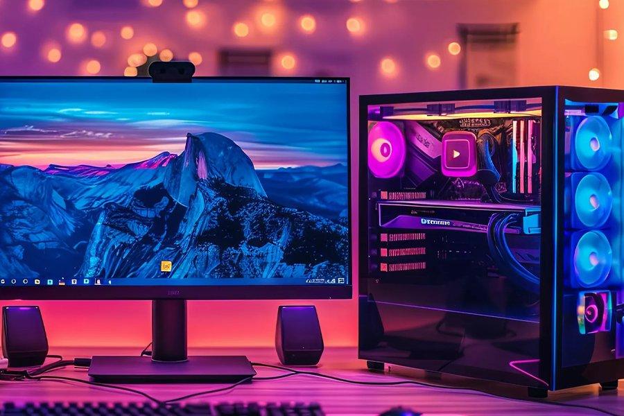 A PC monitor and tower