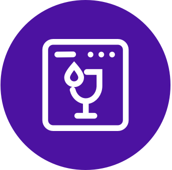 a purple circle with a white icon of a laptop