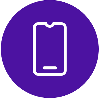 a purple circle with a white icon of a laptop