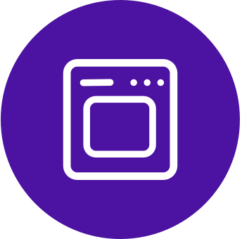 a purple circle with a white icon of a laptop