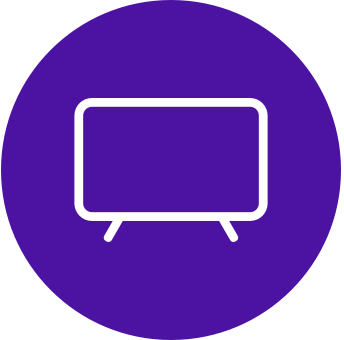 a purple circle with a white icon of a laptop