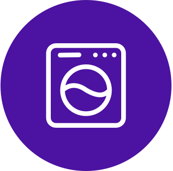 a purple circle with a white icon of a laptop