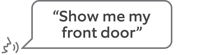 A icon of a mouth saying 'Show my the front door'