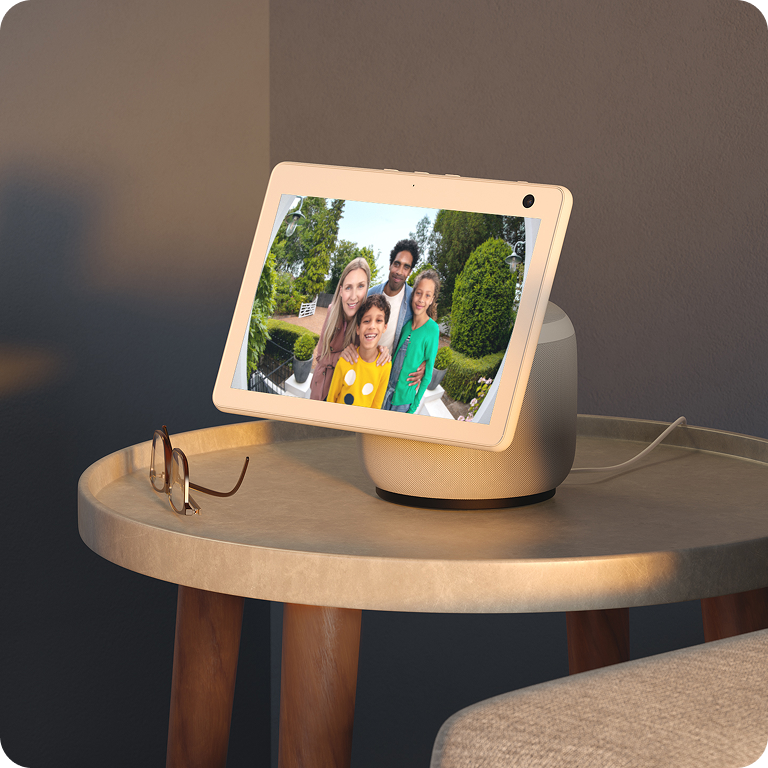 An Alexa hub on a table