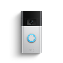 A Ring video doorbell on a white background