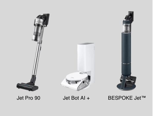 a selection of vacuum cleaners from Samsung