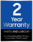 A badge for a 2 year parts and labour warranty