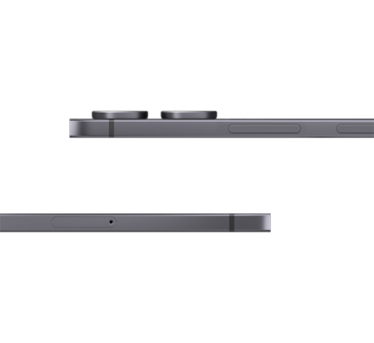 A side view of a tablet showing how thin it is