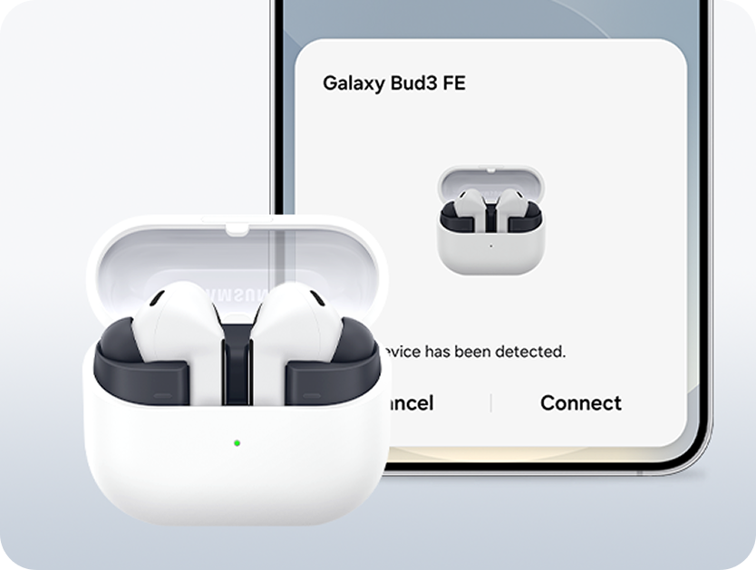 Earbuds in thei case next to a smart phone