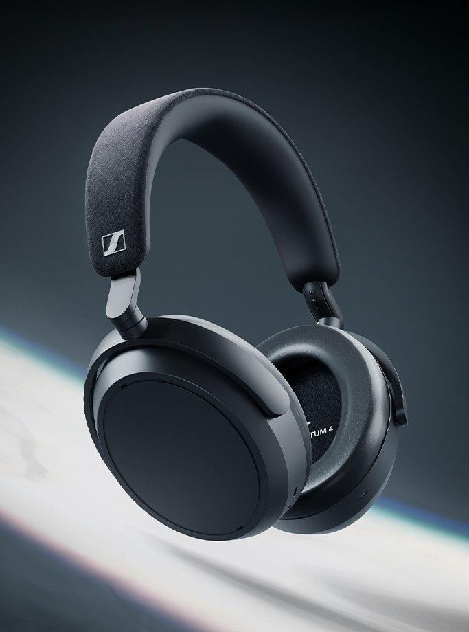A pair of black over-ear headphones