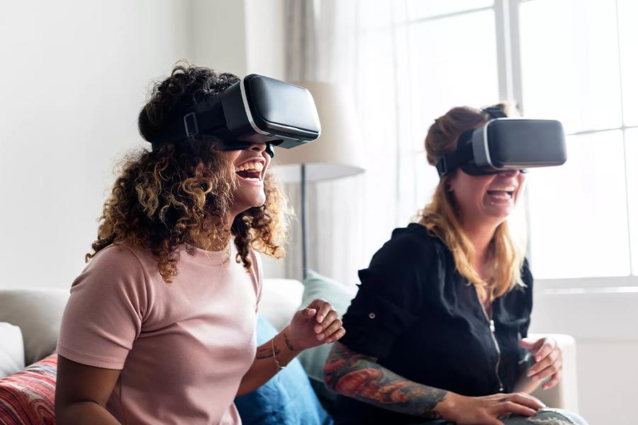 Woman's wearing a VR headset