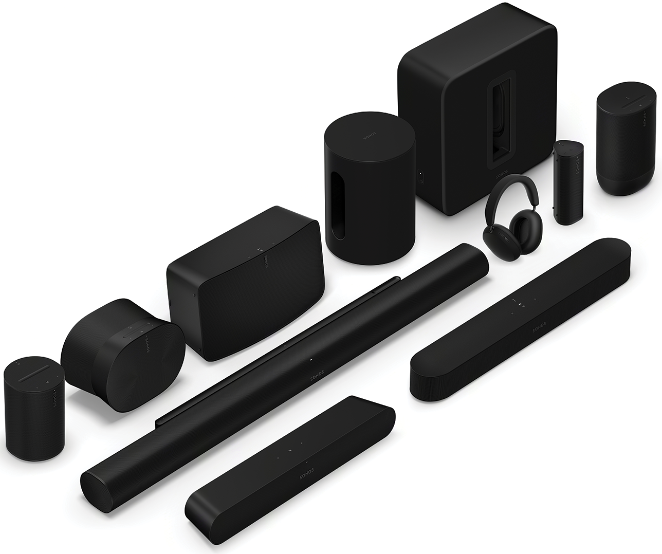 A collection of black audio devices