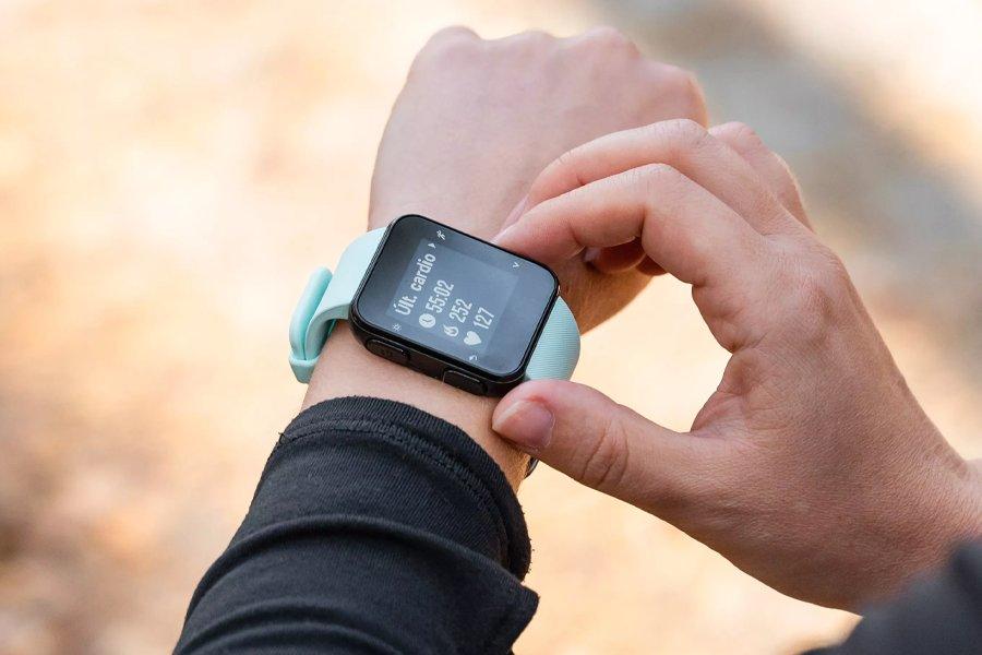 A smart watch on a wrist