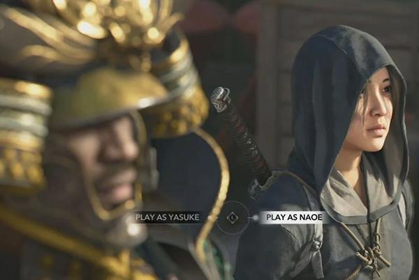 a woman in a hooded robe and a man in armor