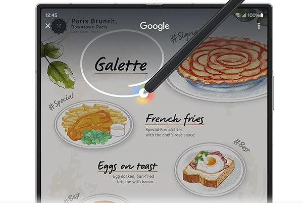 a tablet with a menu of french food on it