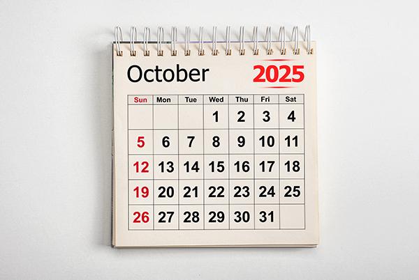 a calendar with the date of october 25th on it