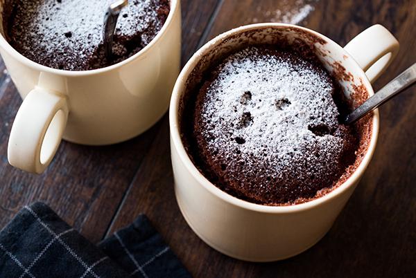Chocolate mug cake in microwave