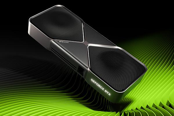 a black and green gpu sitting on top of a green wave