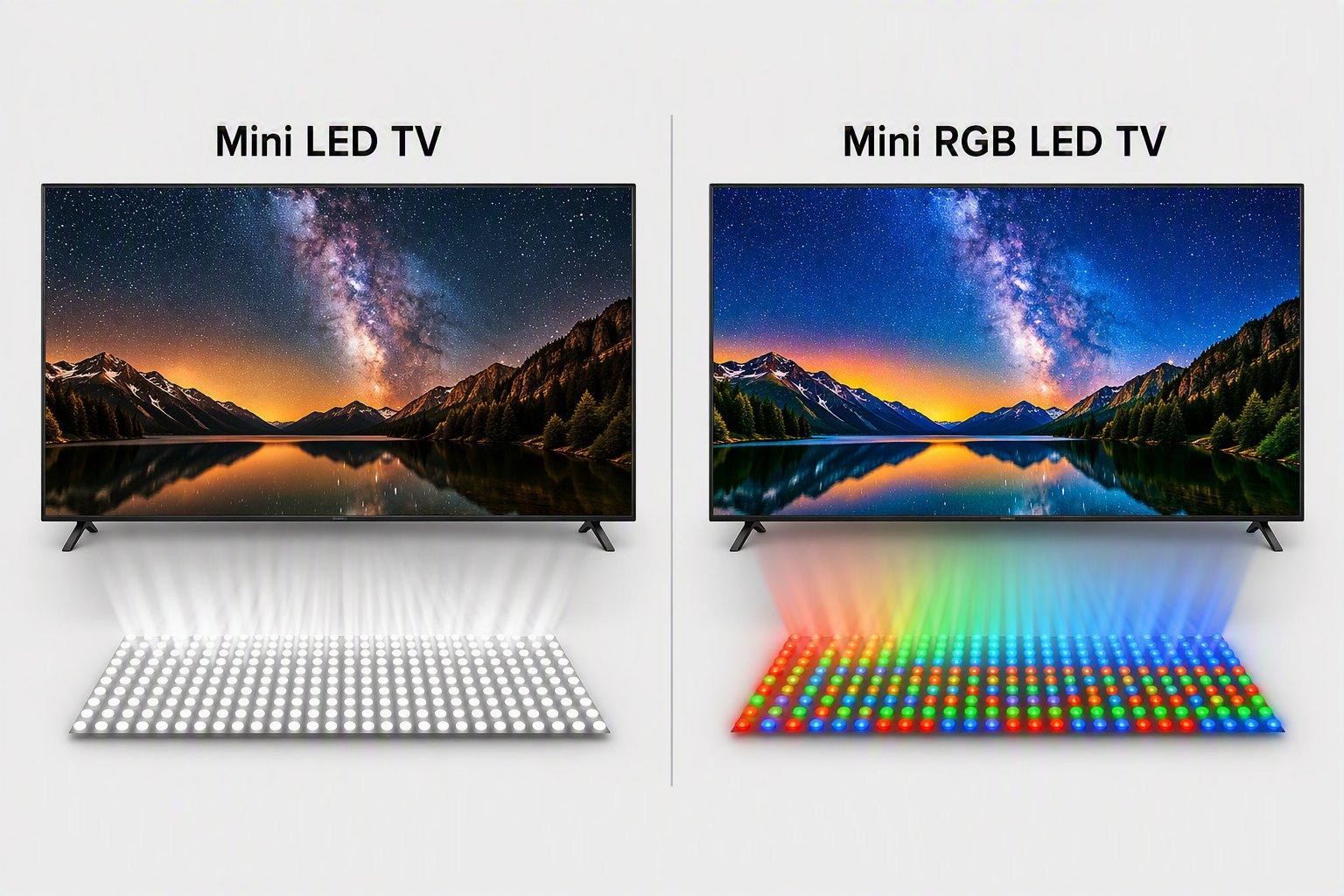 the visual difference between Mini LED TV and Mini RGB LED TV