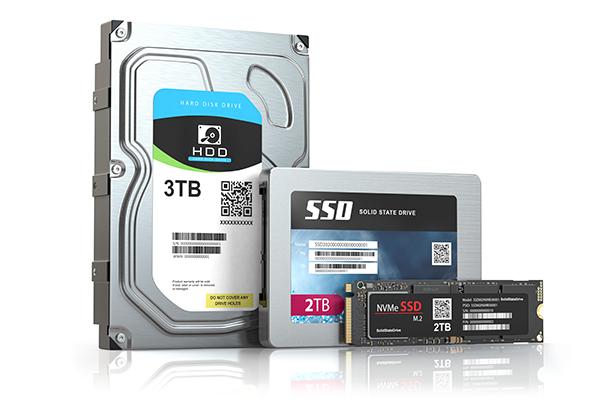 RAM, SSD and hard drive.
