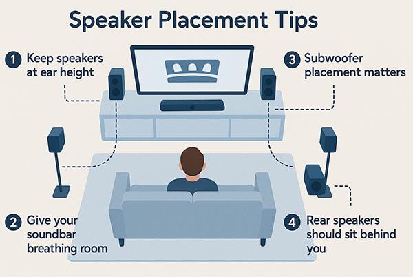 a poster with a diagram of speaker placement tips