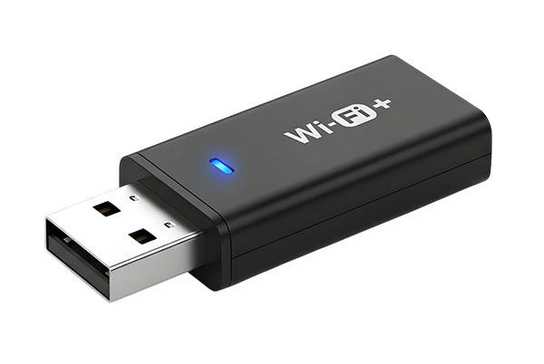 a usb device with a blue light on it
