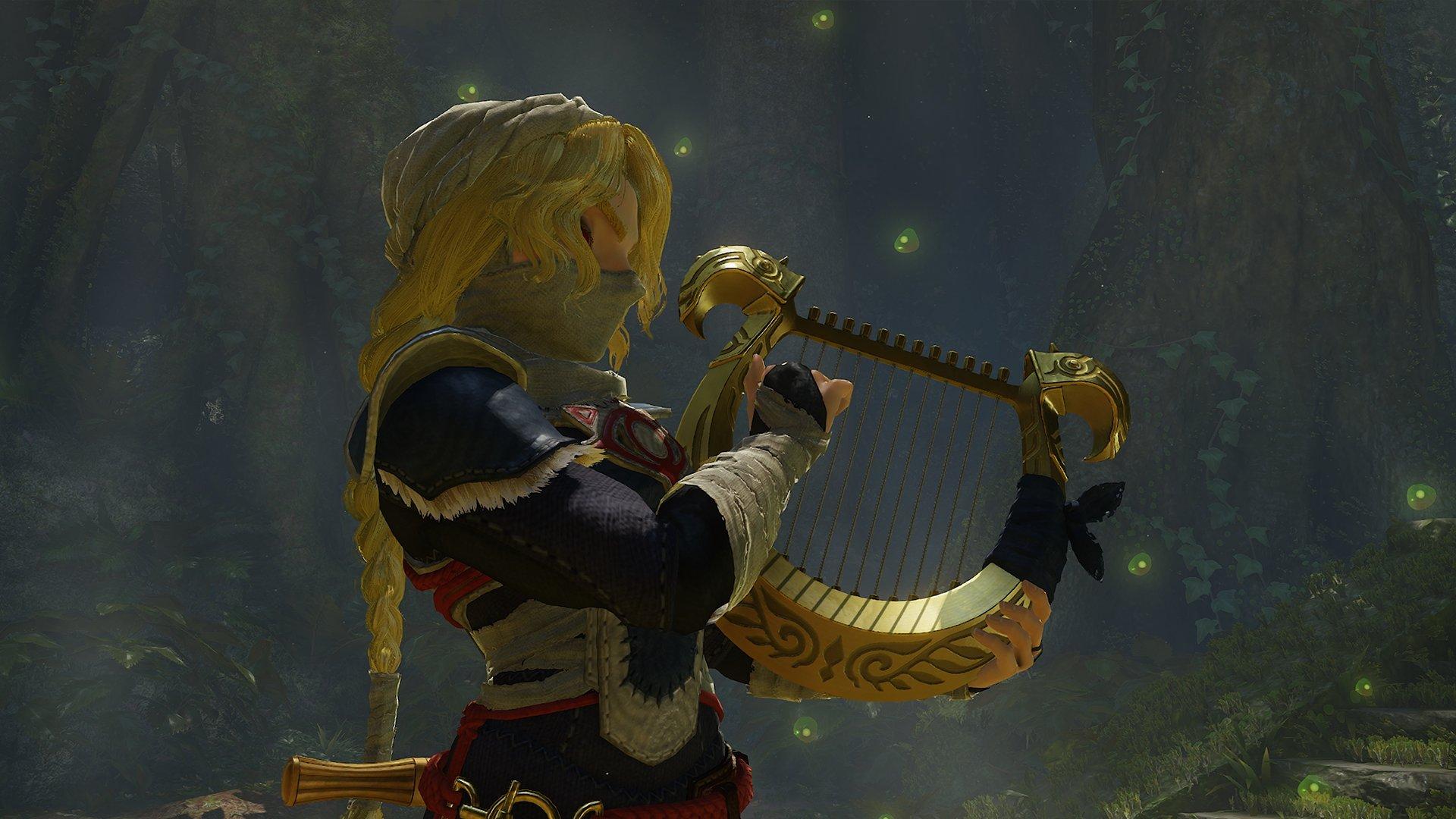 Zelda playing a harp