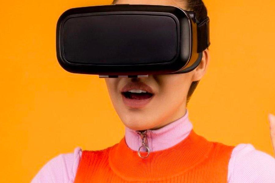 Woman wearing a VR headset