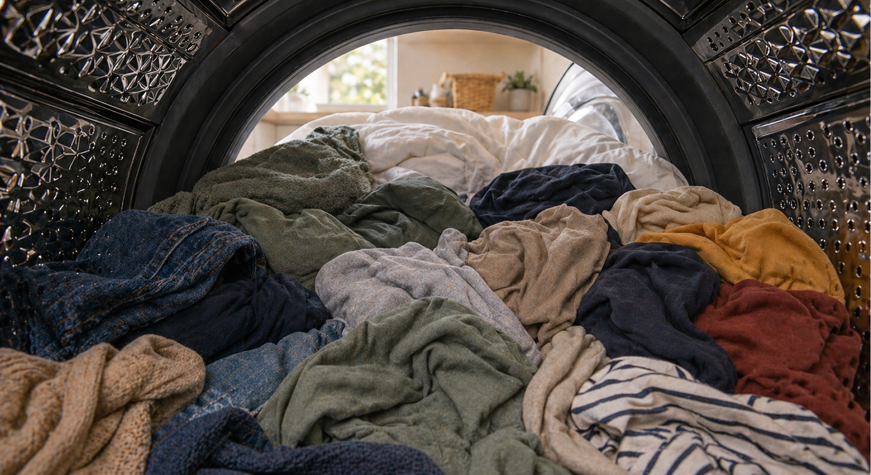 Bottle of laundry detergent next to a hamper