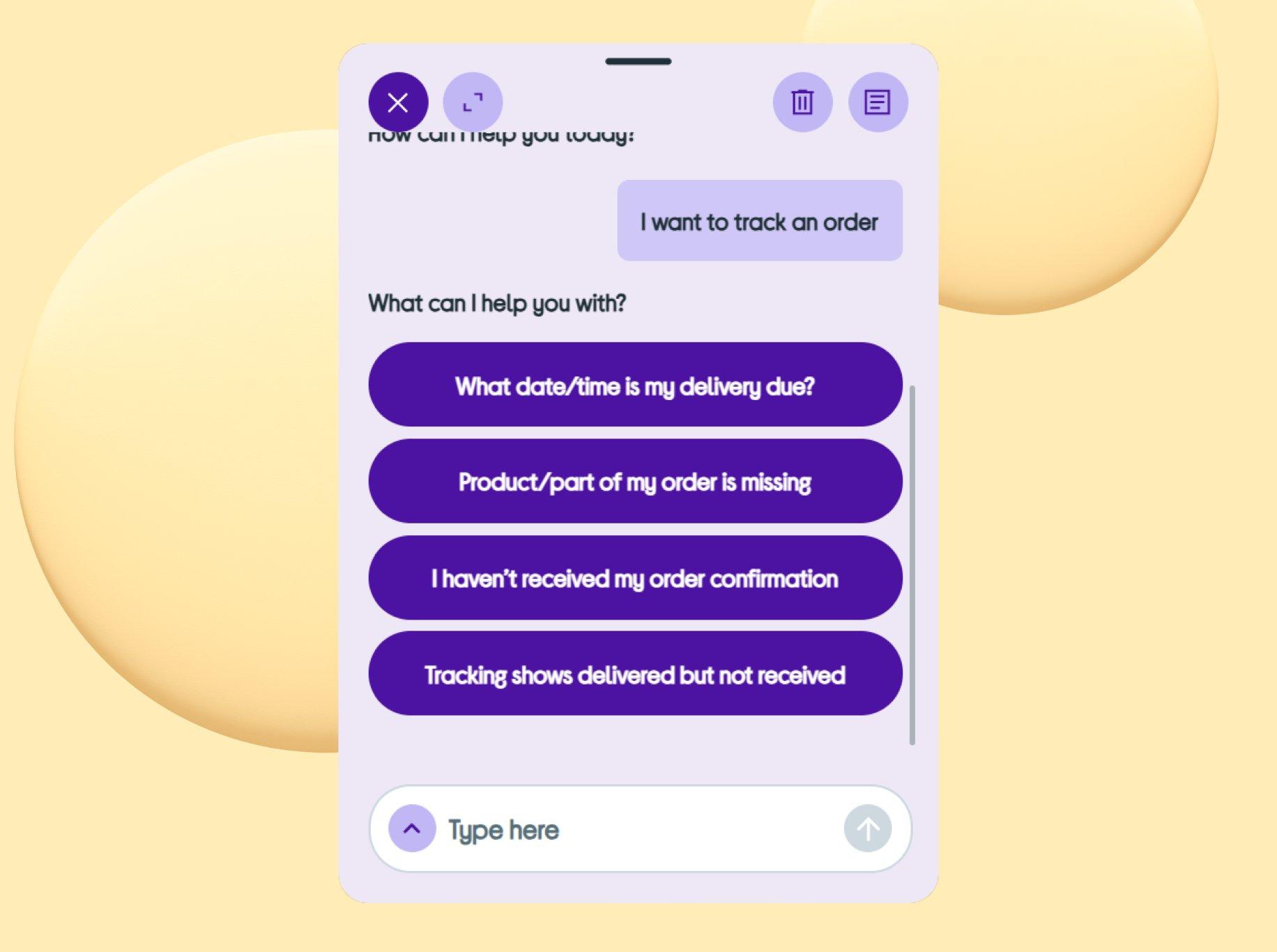 a screen shot of the instant assistant window