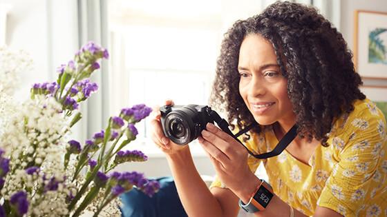 Woman using camera