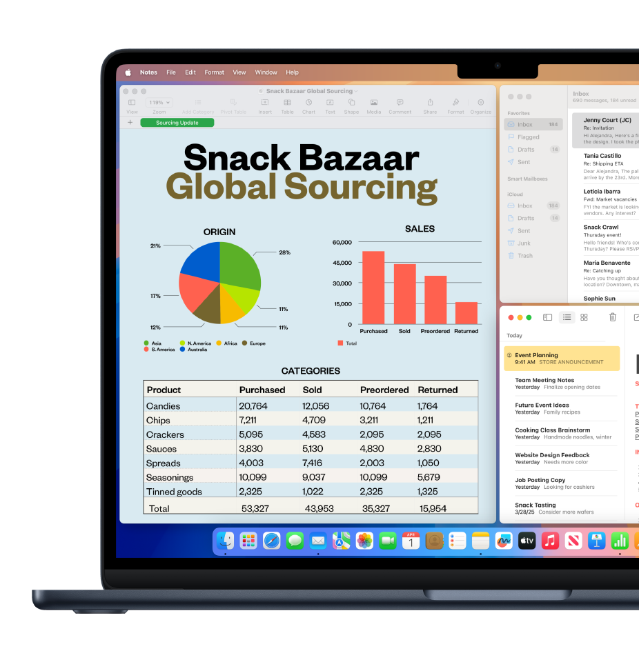 a MacBook with three windows open on the screen
