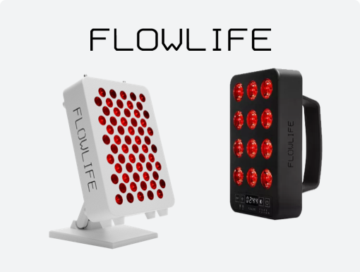 Flowlife Red light therapy products with Flowlife Brand Logo