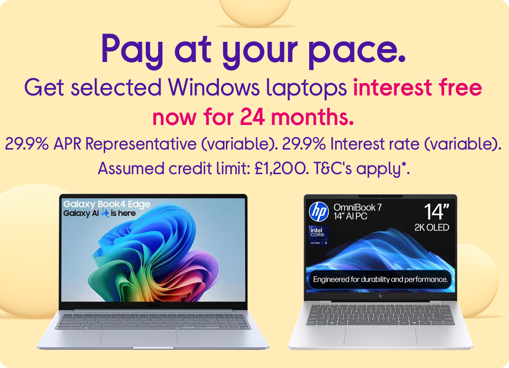 Pay at your pace. Get selected Windows laptops interest free now for 24 months.