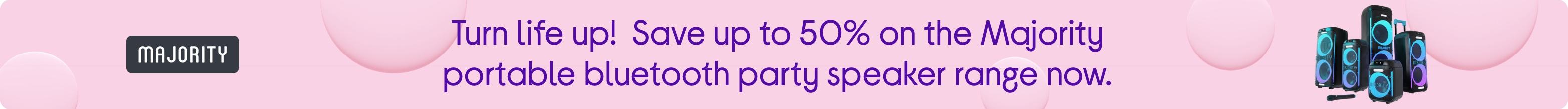 Turn life up! Shop the Majority portable bluetooth party speaker range now.