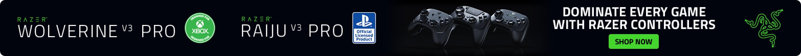Control the battlefield with the Razer Raiju V3 Pro and Wolverine V3 Pro Controllers!