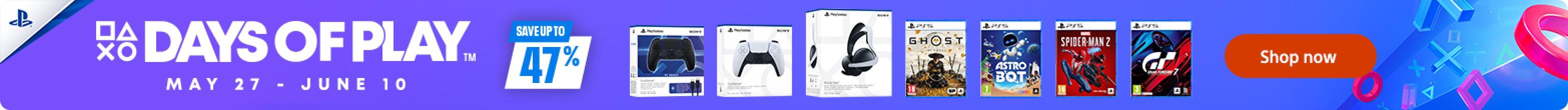  Save up to 47%! On PlayStation games & consoles during Days of Play.
