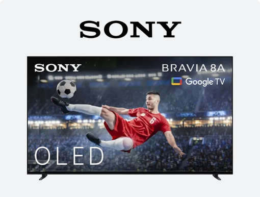 Imagery of Sony Bravia 8A OLED TVs with Logo.