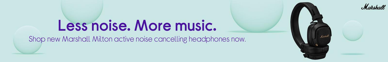 Imagery of Marshall Milton active noise cancelling headphones  with Logo
