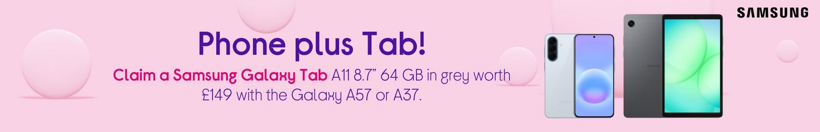 Samsung Galaxy A57 Mobile with Galaxy Tab A11 with Logo