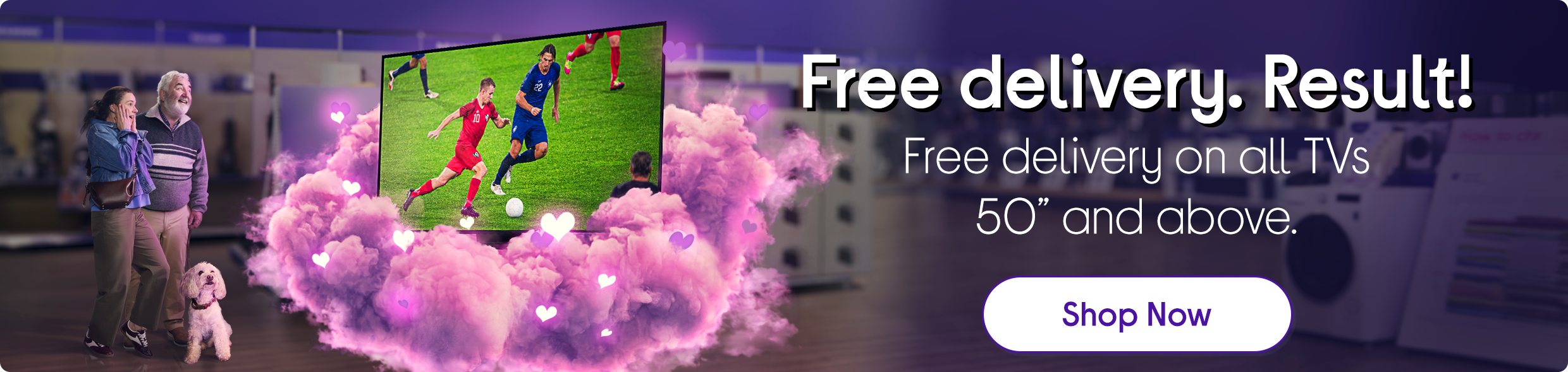 Free delivery on TVs 50 inches and more
