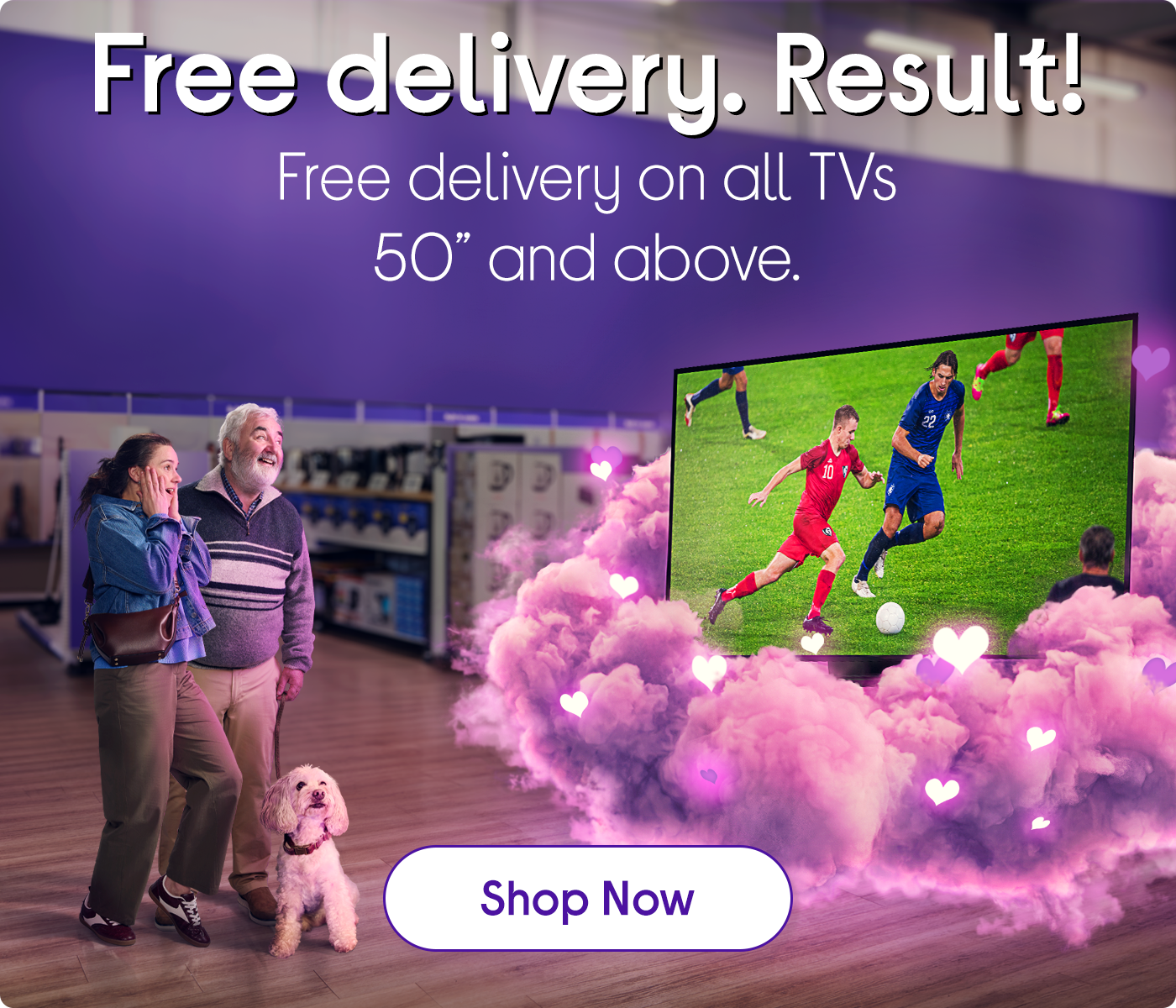 Free delivery on TVs 50 inches and larger